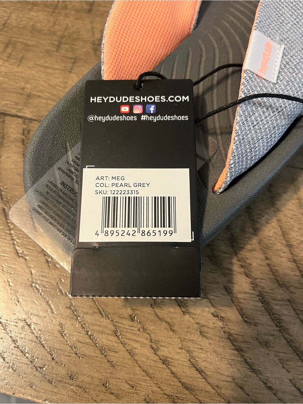 Hey Dude Women's Gray Flip Flop Sandals with Coral Straps - Picture 5 of 5